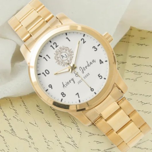 Simple Vintage Monogram Couple Names Armbanduhr