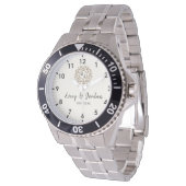 Simple Vintage Monogram Couple Names Armbanduhr (Schrägansicht)