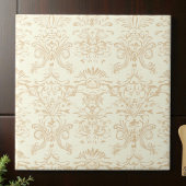 Simple Warm Soft Beige Damask Fliese