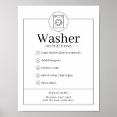 Simple Washer Instructions Laundromat Wall Poster (Vorne)