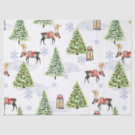 Simple watercolor Boho Christmas Reindeer tree Seidenpapier