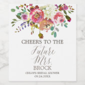 Simple Watercolor Bouquet Future Frau Brautparty Weinetikett (Einzelnes Label)