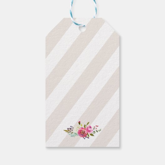 Simple Watercolor Bouquet - Hochzeit "Liebe & Dank Geschenkanhänger (Rückseite)