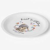 Simple Watercolor Bunny First Birthday Paper Plate Pappteller (Schrägansicht)
