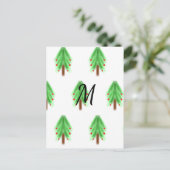 Simple watercolor Christmas pattern add monogram  Postkarte (Stehend Vorderseite)