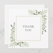 Simple Watercolor Greenerity Wedding Vielen Dank Dankeskarte (Vorne/Hinten)