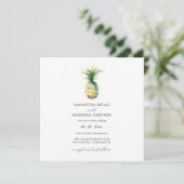 Simple Watercolor Pineapple Wedding Invite Einladung (Stehend Vorderseite)