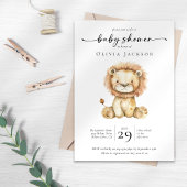 Simple Watercolor Safari Löwe Baby Dusche Einladung