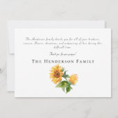 Simple Watercolor Sonnenblumenbeerdigung Danke (Rückseite)