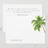 Simple Watercolor Tropical Palm Funeral Thank You Dankeskarte (Vorne/Hinten)