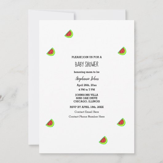 Simple Watermelon Pattern Baby Shower Girl Boy Einladung (Vorderseite)