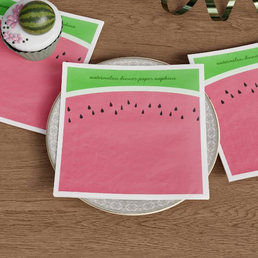 Simple Watermelon Pink und Green Summer GRILLEN Pa Serviette