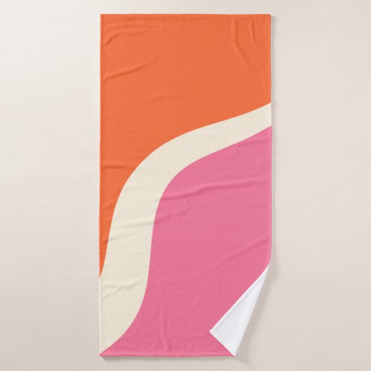 Simple Waves 3 - Rosa, Orange und Creme Badhandtuch Set (Badehandtuch)