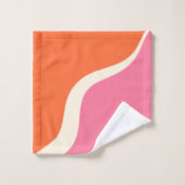 Simple Waves 3 - Rosa, Orange und Creme Badhandtuch Set (Waschlappen)