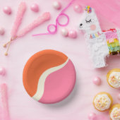 Simple Waves 3 - Rosa, Orange und Creme Pappteller (Party)
