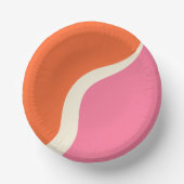 Simple Waves 3 - Rosa, Orange und Creme Pappteller (Vorderseite)