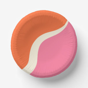 Simple Waves 3 - Rosa, Orange und Creme Pappteller