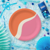 Simple Waves 3 - Rosa, Orange und Creme Pappteller (Party)