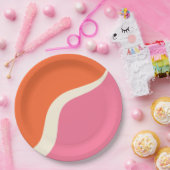 Simple Waves 3 - Rosa, Orange und Creme Pappteller (Party)