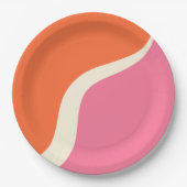Simple Waves 3 - Rosa, Orange und Creme Pappteller (Vorderseite)