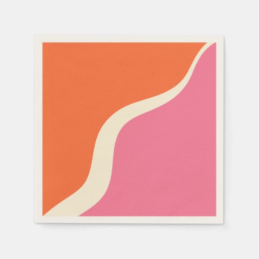 Simple Waves 3 - Rosa, Orange und Creme Serviette (Vorderseite)