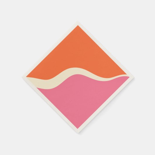 Simple Waves 3 - Rosa, Orange und Creme Serviette (Ecke)