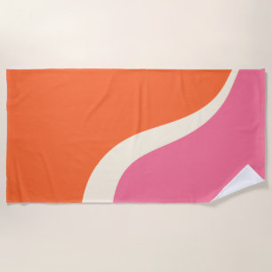Simple Waves 3 - Rosa, Orange und Creme Strandtuch