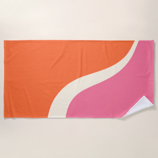 Simple Waves 3 - Rosa, Orange und Creme Strandtuch (Vorderseite)