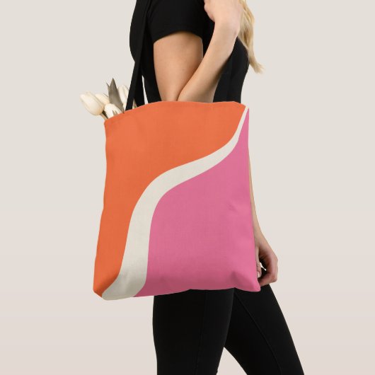 Simple Waves 3 - Rosa, Orange und Creme Tasche (Von Nahem)