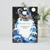 Simple Waves Ahoy Pirate Geburtstag Dankeskarte (Stehend Vorderseite)