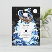 Simple Waves Ahoy Pirate Geburtstag Einladung (Stehend Vorderseite)