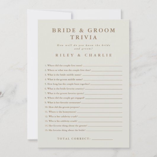 Simple Wedding Brautparty Trivia Game (Vorderseite)