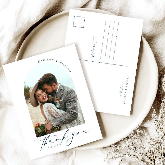 Simple Wedding Foto Vielen Dank Postkarte