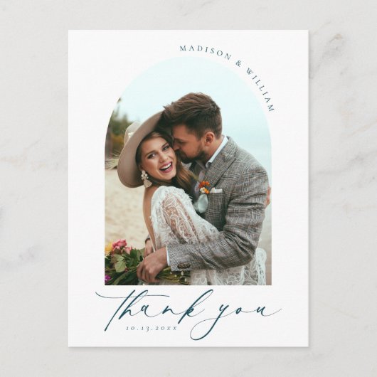 Simple Wedding Foto Vielen Dank Postkarte (Vorderseite)