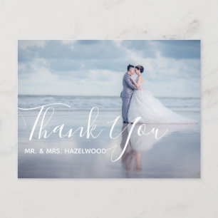 Simple Wedding Foto Vielen Dank Script-Nachricht Postkarte