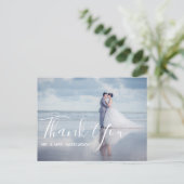 Simple Wedding Foto Vielen Dank Script-Nachricht Postkarte (Stehend Vorderseite)