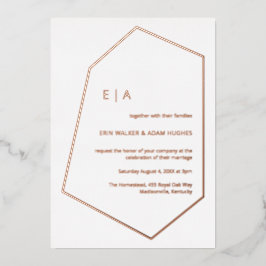Simple Wedding Gem Geometric Real Rose Gold Folieneinladung