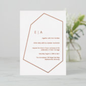 Simple Wedding Gem Geometric Real Rose Gold Folieneinladung (Stehend vorne)