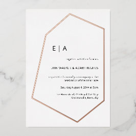 Simple Wedding Geometric Real Rose Gold Folieneinladung