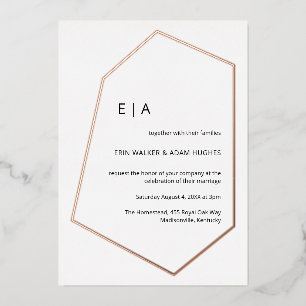 Simple Wedding Geometric Real Rose Gold Folieneinladung