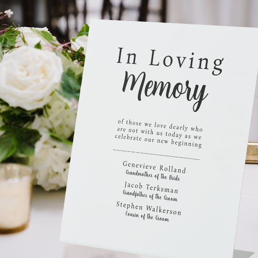Simple Wedding In Loving Memory Pedestal Sign Sockelschild