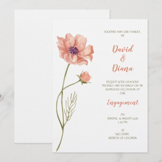 Simple Wedding invitation Einladung (Vorne/Hinten)