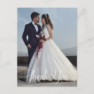 Simple Wedding Photo Add Your Greeting Thank You Postkarte