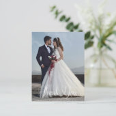Simple Wedding Photo Add Your Greeting Thank You Postkarte (Stehend Vorderseite)