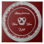 Simple Wedding Rings Customize Silver Anniversary Fliese (Vorderseite)