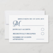 Simple Wedding RSVP Calligraphy Dusty Blue Karte (Rückseite)
