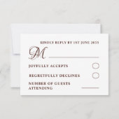 Simple Wedding RSVP Calligraphy Terracotta Karte (Rückseite)