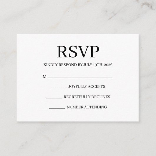 Simple Wedding RSVP Enclosure Card Begleitkarte (Vorderseite)