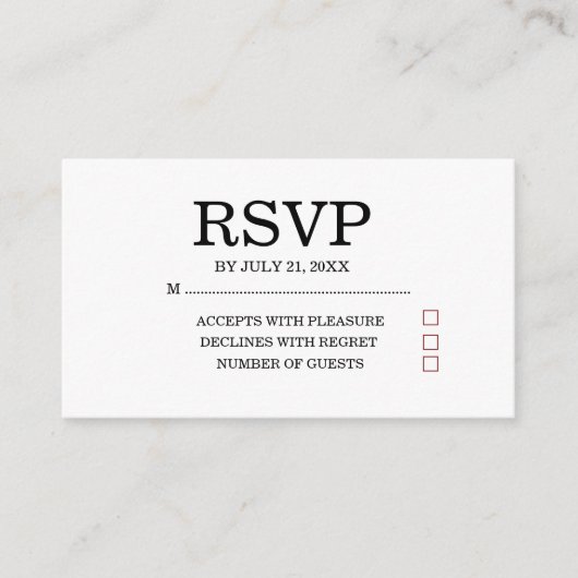 Simple Wedding RSVP Enclosure Card Begleitkarte (Vorderseite)
