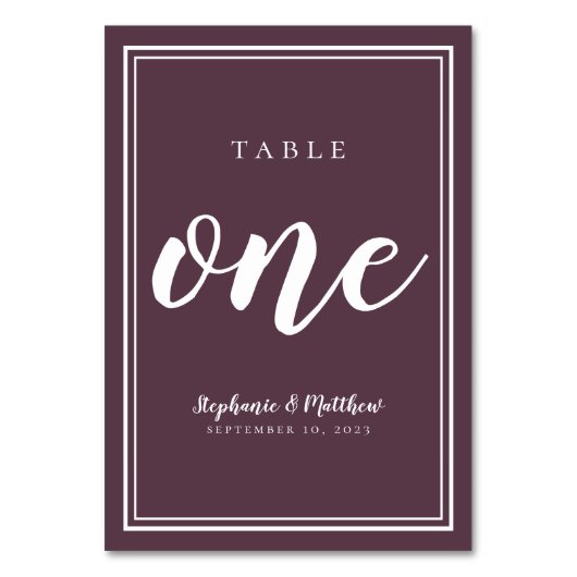 Simple Wedding Tischnummer One Moody Luxe Lila (Vorderseite)